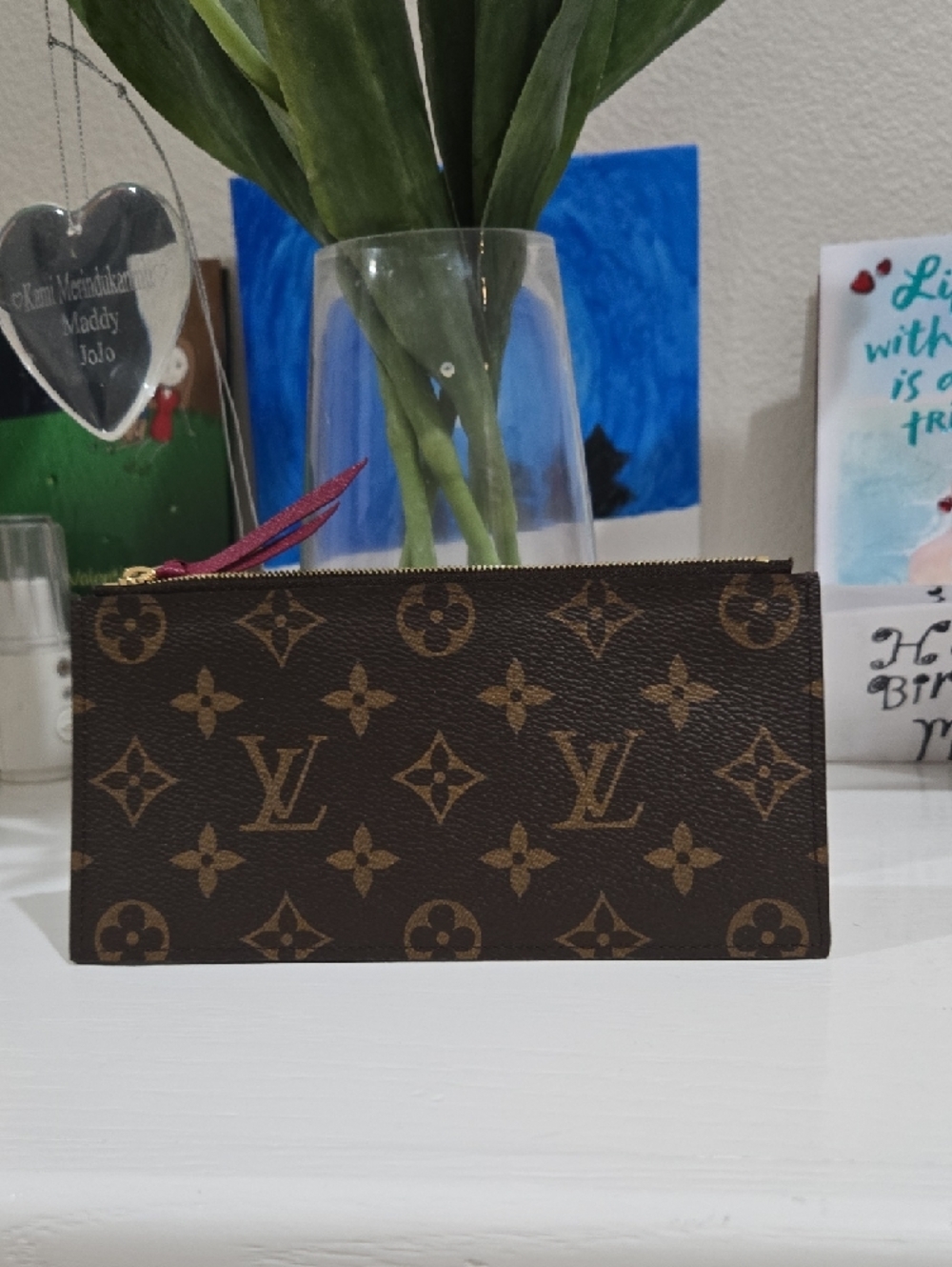 Louis Vuitton Monogram Zip Pouch - Brown/Tan with Gold Hardware - Picture 9 of 10